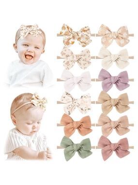 Stretchy Nylon Baby Hairbands 12 Pack